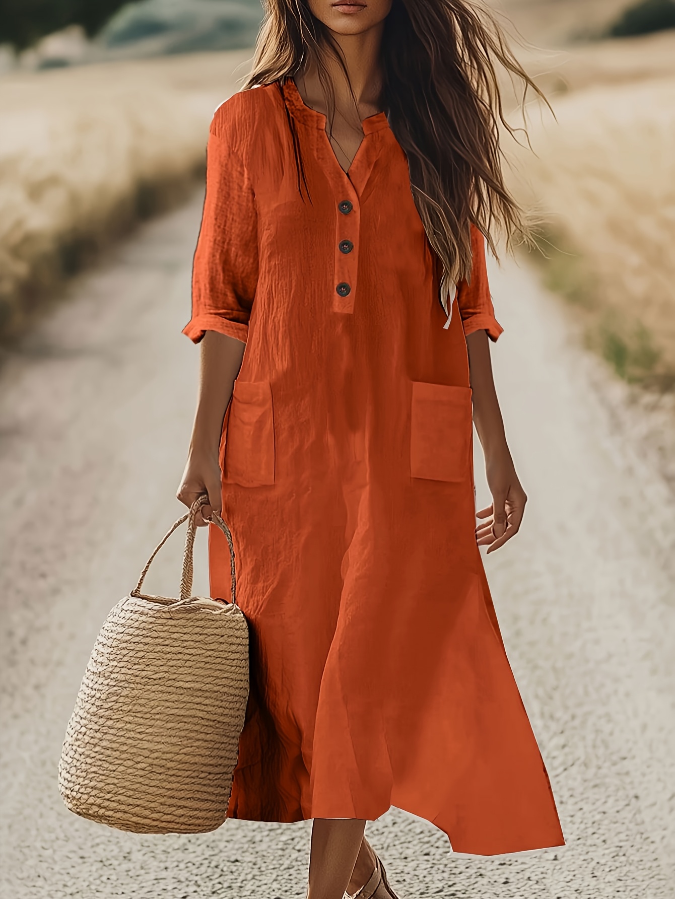knee length dresses for ladies Sundaze Cutout Linen Midi Dress
