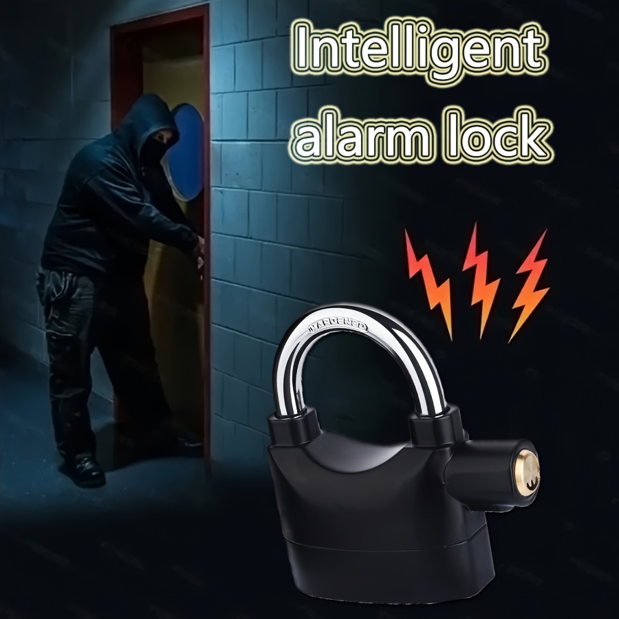 puerta de seguridad   resistente con sensor de movimiento y   fuerte - candado antirrobo para puertas,  , bicicletas, muebles - funciona con pilas (  2 pilas no recargables), cerraduras para el hogar Detalles del producto 0