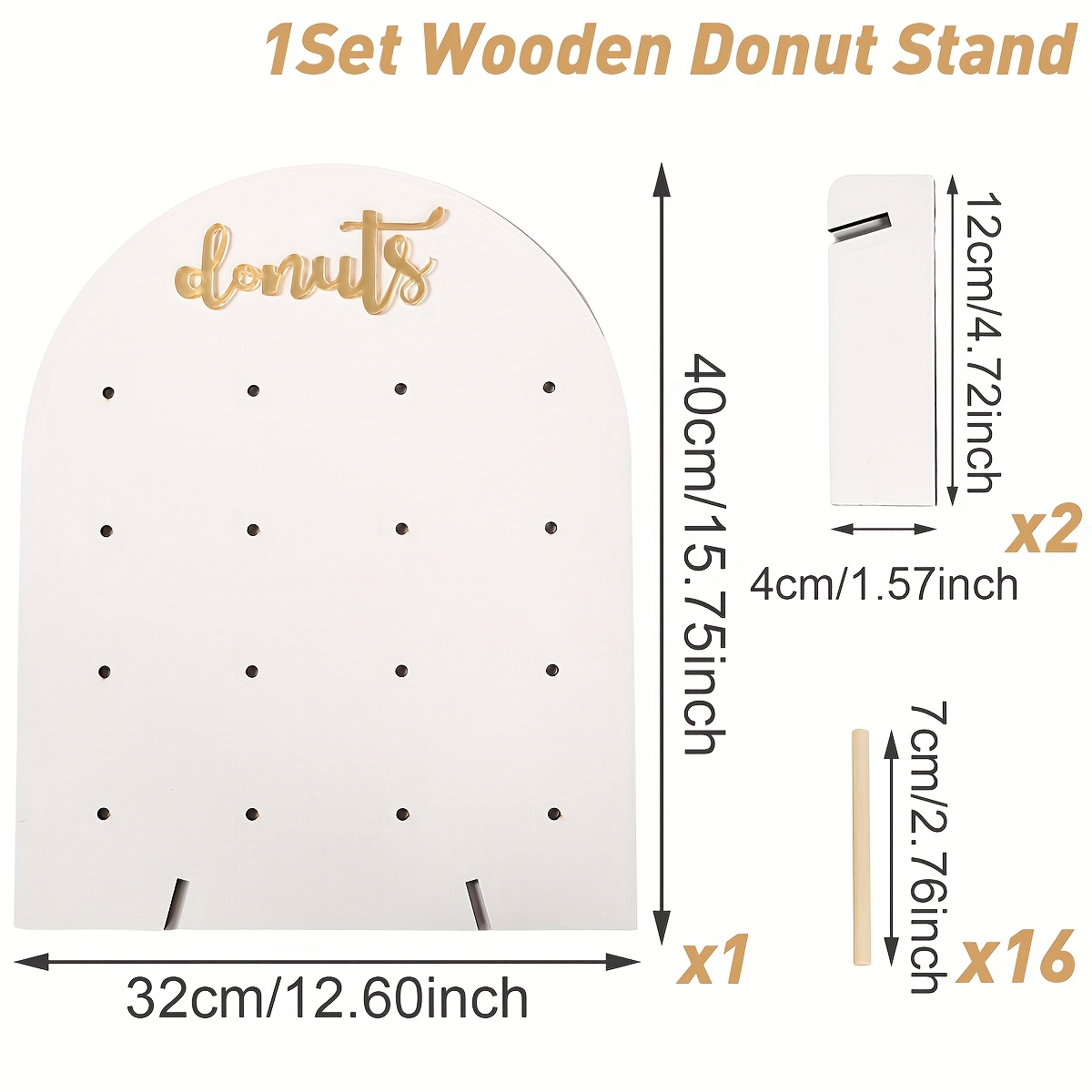 TEMU 1set,donut Wooden Display Stand, Shower Party Decoration,wedding Bridal Party Supplies,happy Birthday Party Donut Diy Display Stand,event Party