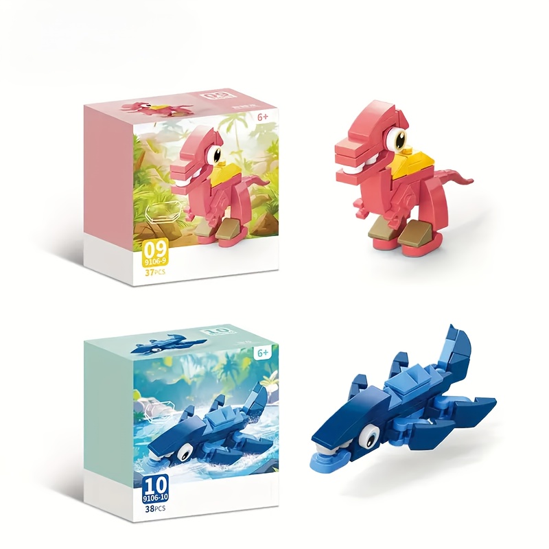 10 in 1 mini animal dinosaur series building block set - Temu