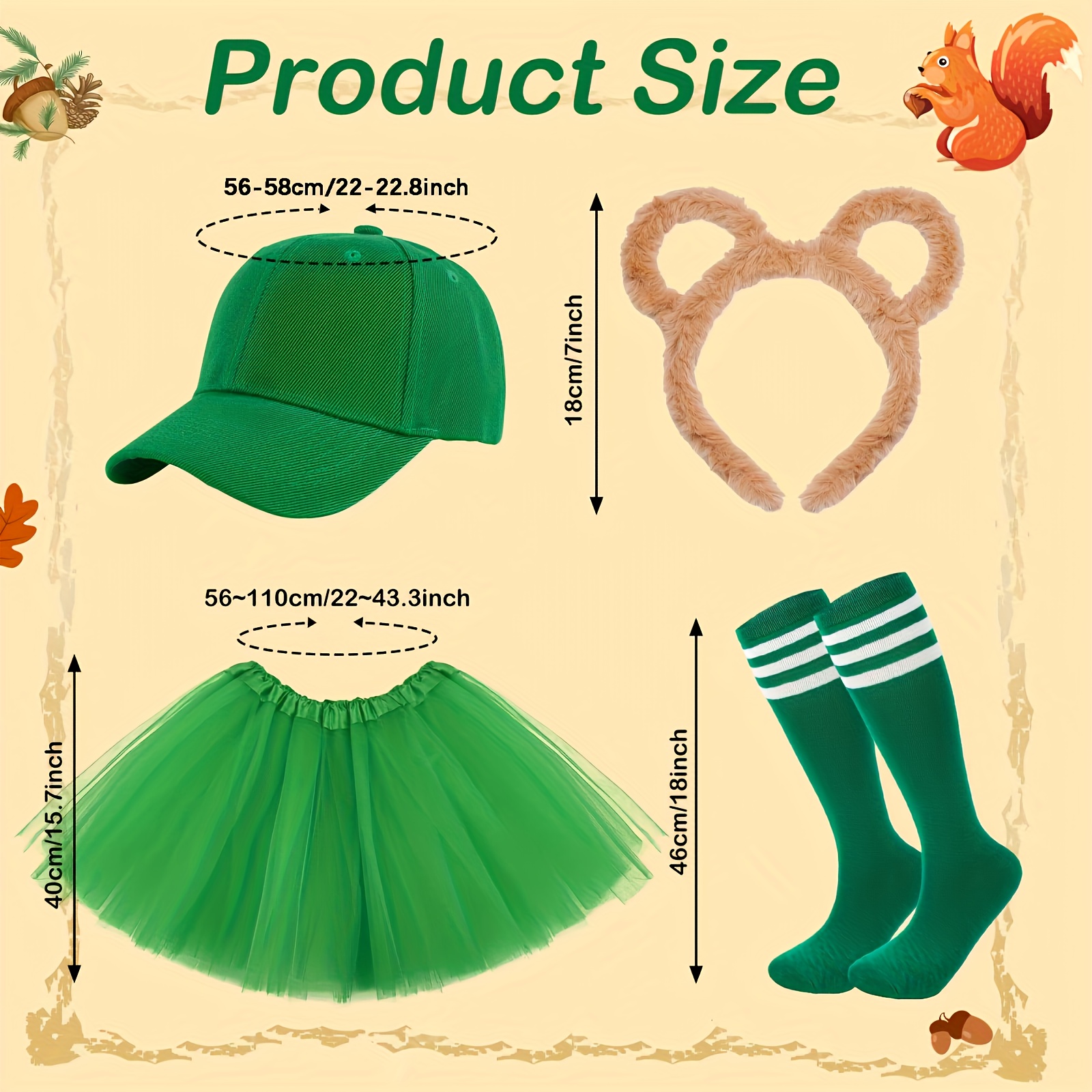 Set Costume Da Scoiattolo Per Bambini In 6 Pezzi - Cappello Con Toppe, Occhiali, Fascia Orecchie, Gonna Tutù, Calzini E Toppa - Accessori Per Halloween E World Book Day - 2
