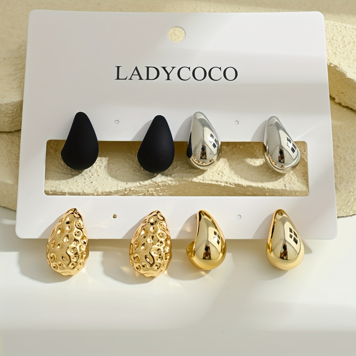 Stylish Geometric Teardrop Earrings Set for Women with SS Posts