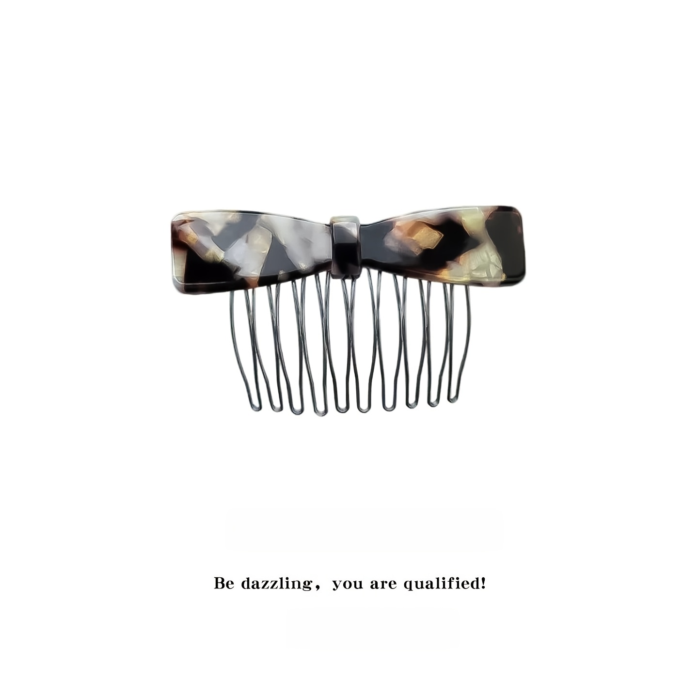 TEMU 1pc Vintage Acetate Bow Hair Clip, Durable And Non-breakable Comb For , Korean Style Acetate Bow Hair Comb, Anti-slip And Non-hooking Comb, Easy