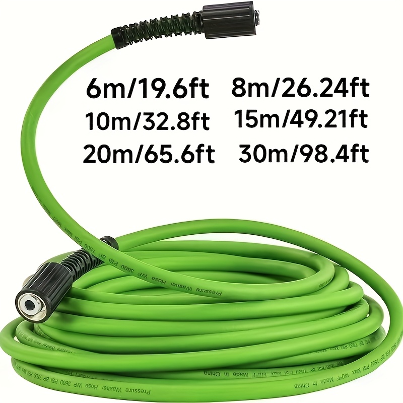 TEMU 1pc 19.6ft/26.3ft/32.8ft/49.2ft/65.6ft Pressure Washer Hose For Power Washer, 3600 Psi High Pressure Replacement Hose, Flexible Power Washer