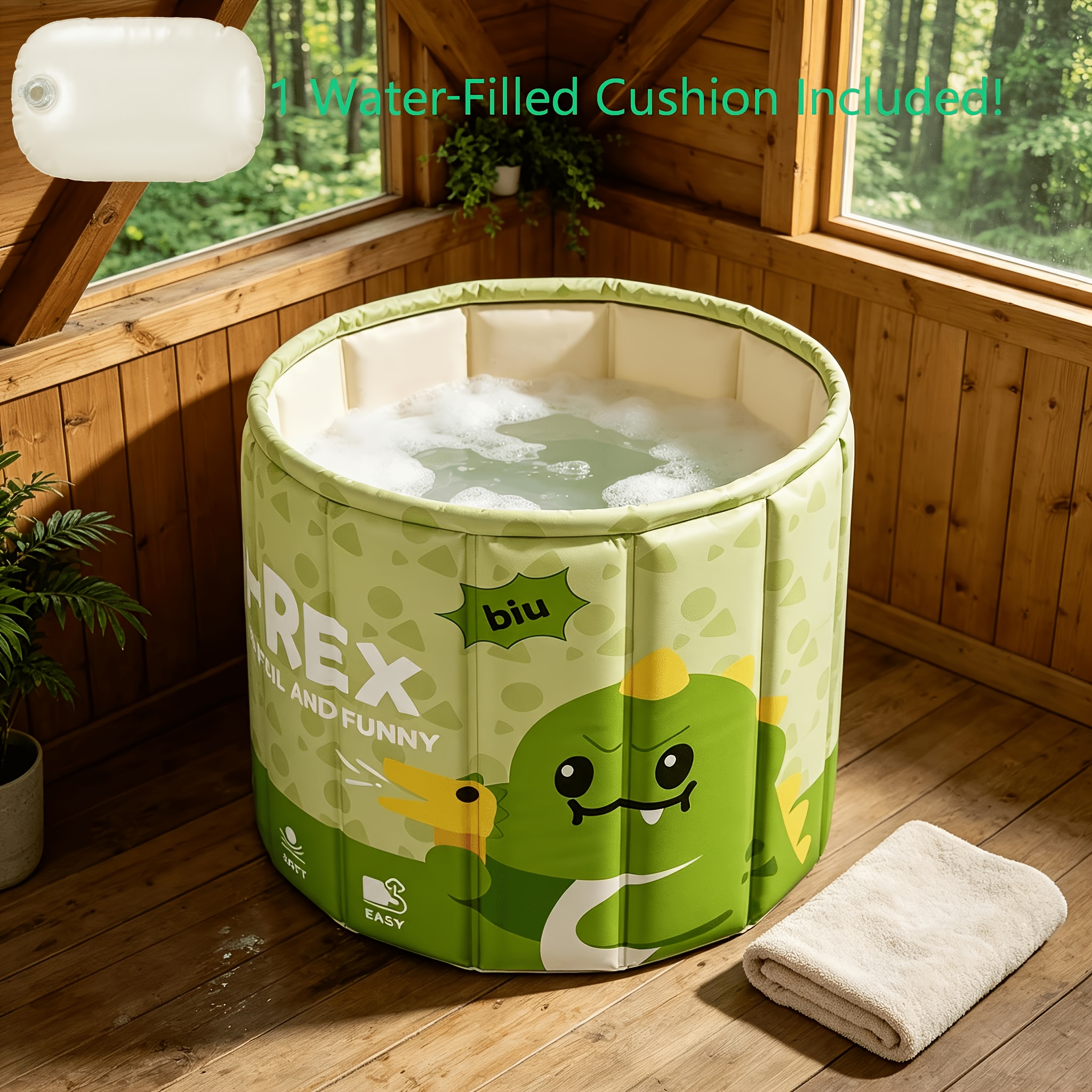 Foldable Thickened Dinosaur Pattern Soaking Bathtub