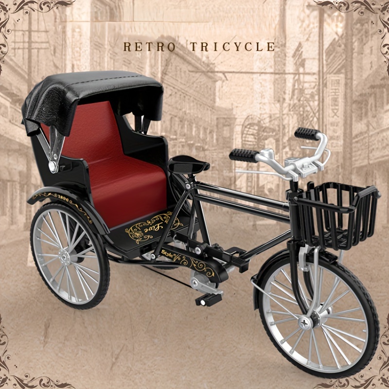 

Alloy 1:10 Diy Retro Tricycle Model, Old-fashioned Nostalgic Tricycle Ornaments, And Black Tricycle Model