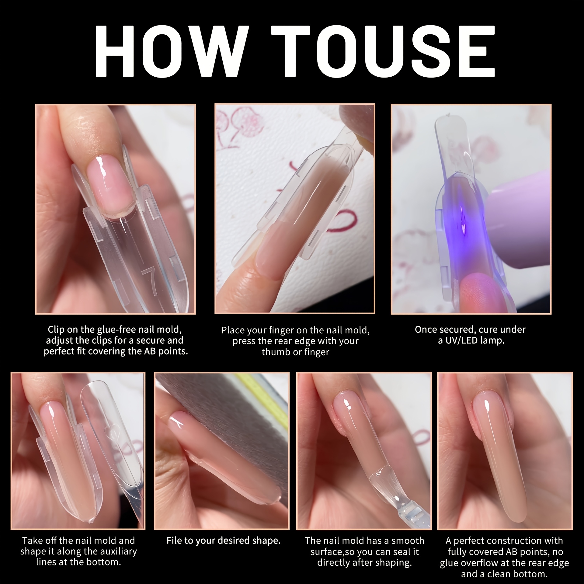 60pcs Double-Sided Handheld Abrasive Nail Lengthening Tools