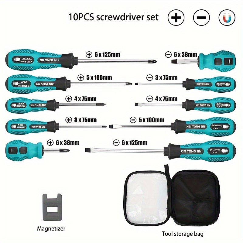 

Xin Jin 10pcs Screwdriver Set - Ergonomic & Screwdrivers For Electronics, , Appliance & - Metal & Plastic, Use