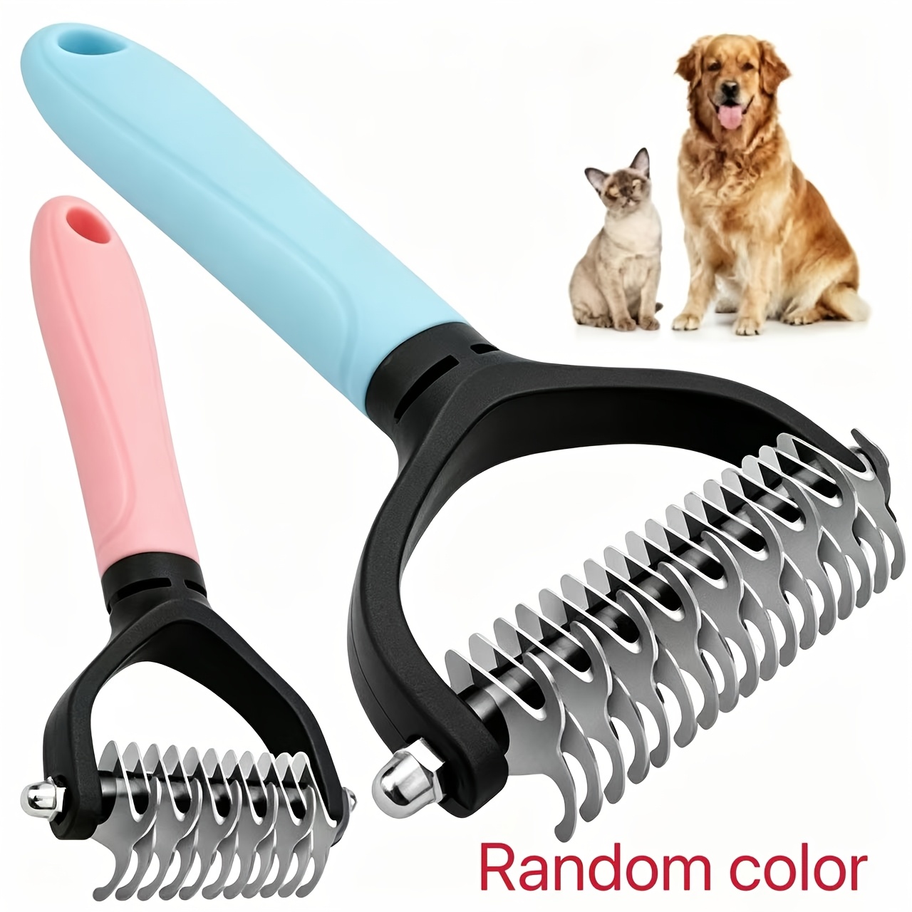 2pcs random   large 1 small stainless steel pet dematting comb double sided needle comb for shedding suitable for cats and dogs   detangling and floating hair removal premium durable stainless steel construction