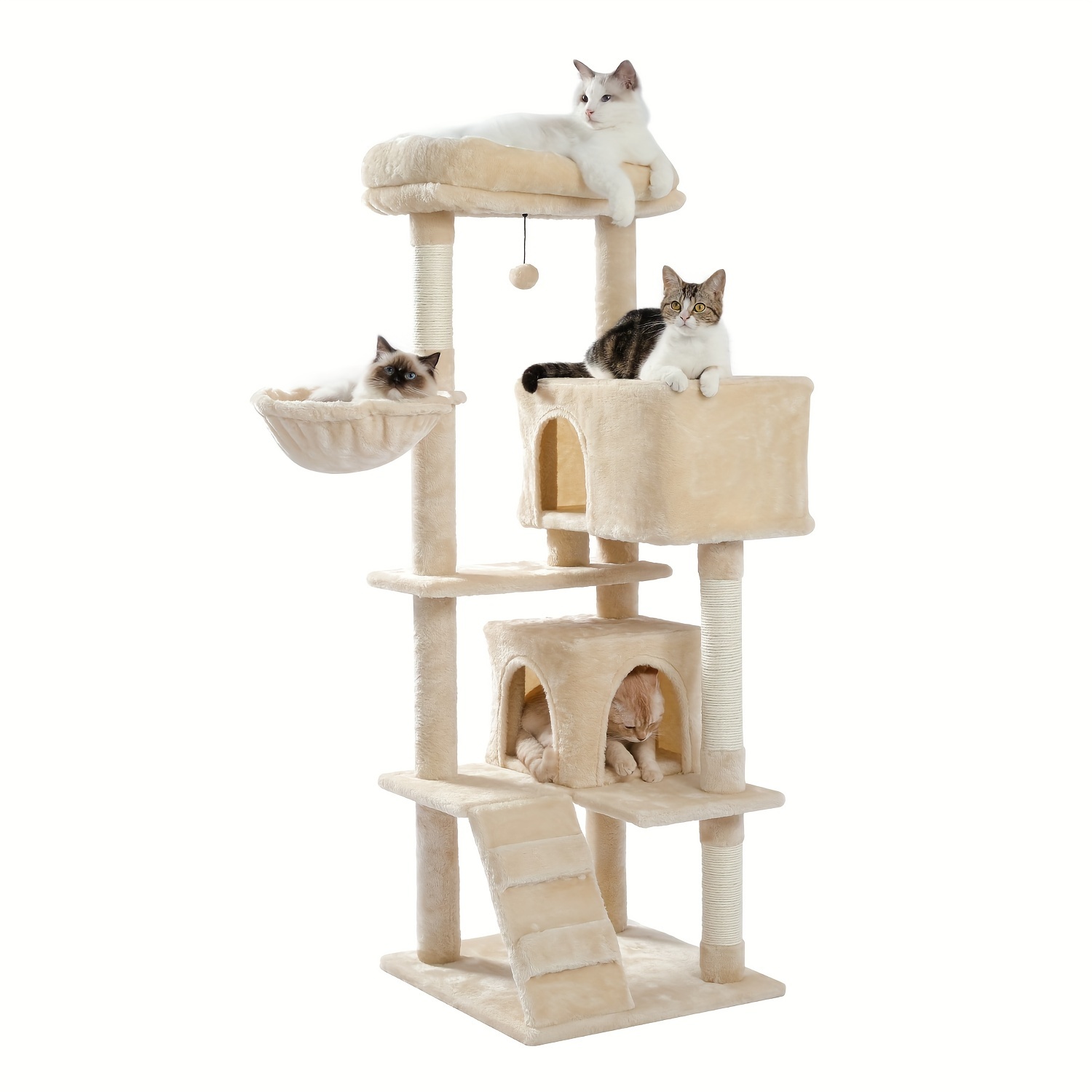 E-shop ROAD Kratzbaum für große Katzen mit Super-Kletterstange, 142,7 cm Mehrstöckiger Turm für Katzen im Innenbereich mit Hängematte und Schlafsack,