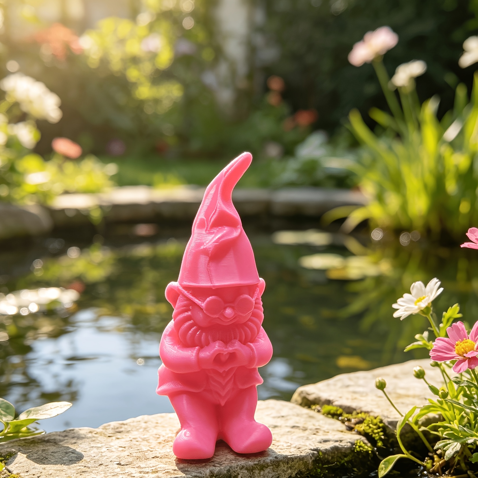 TEMU Rose Red Heart Elf Statue, Sunglasses Dwarf Statue, Holding A Heart-shaped Ornament, Cute And . Suitable For Scenes Such As Lawns, , And Flower