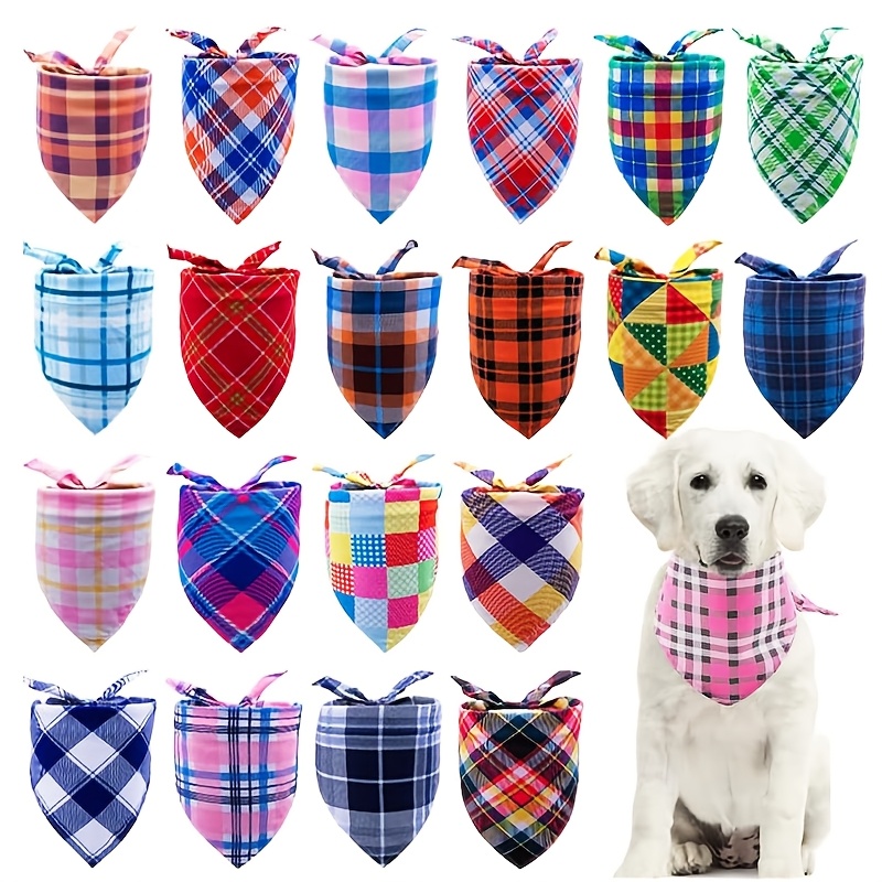 

18pcs Dog Bandanas - Washable Bibs & Scarves For Small To Large Breeds, Grooming Accessories, Boys And Girls, Bulk, Head Scarves