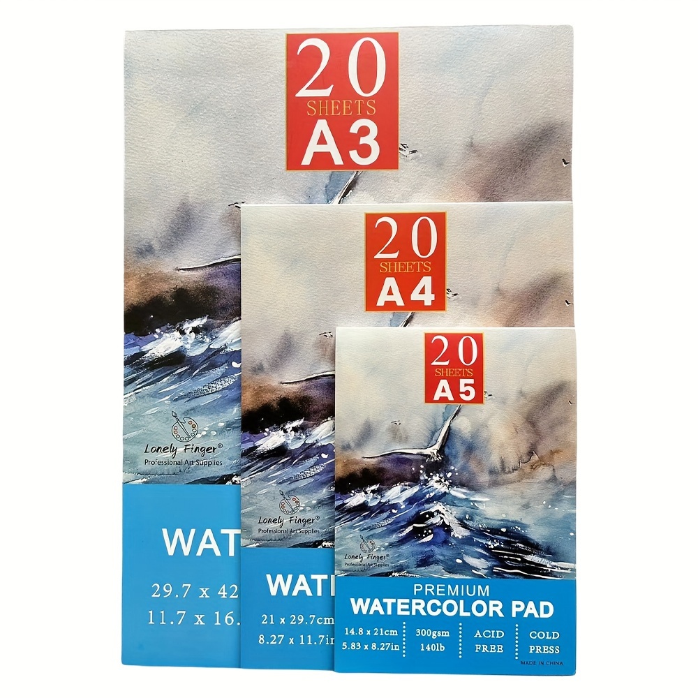 

A3/a4/a5 Watercolor Pad, 140lb/300gsm, 20 Sheets | Cold-pressed, Acid-free, Artist Paper For Adults And Students - Painting, Gouache, Mixed Media And Ink