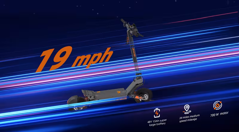 g2 electric scooter adults 700w motor 48v battery 34-42 miles range dual suspension 10 inch off road tires front rear disc brakes foldable e scooter Product details 5