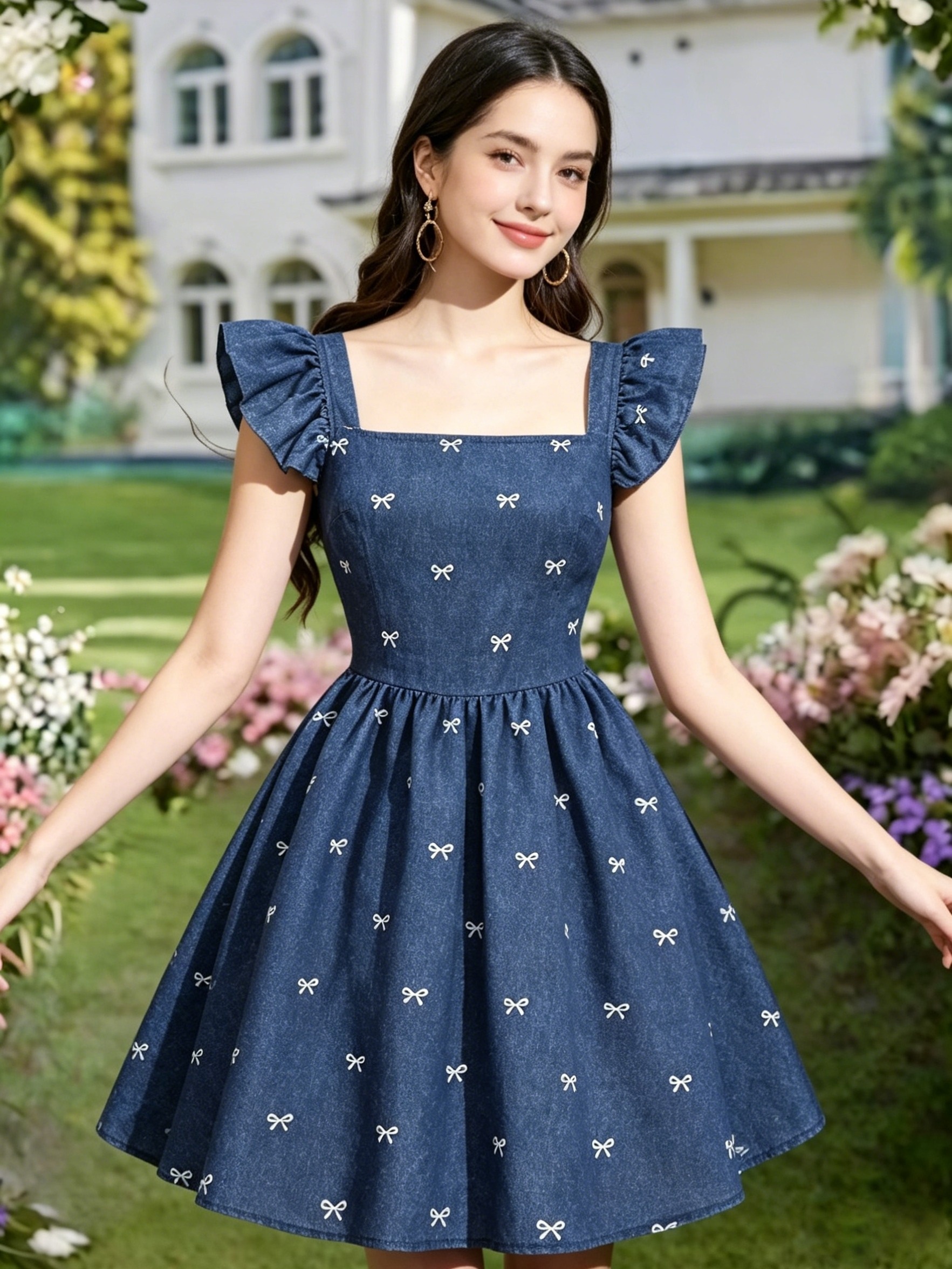 teenagers neck puff sleeve bow