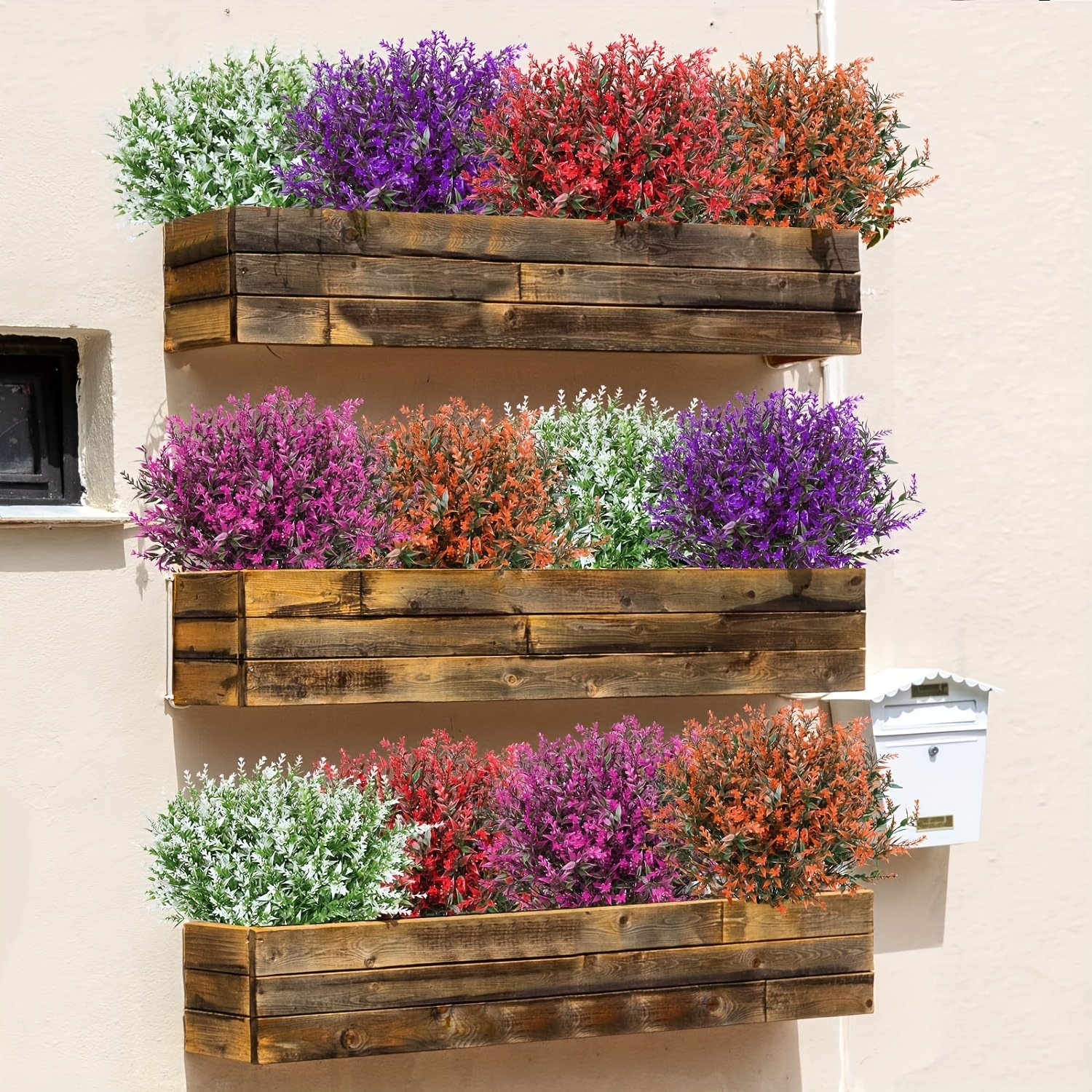 

5 Bundles Artificial Lavender Flowers, Outdoor Fake Flowers For Decoration Uv Resistant No Fade Faux Plastic Plants, Garden Porch Window Box Decor