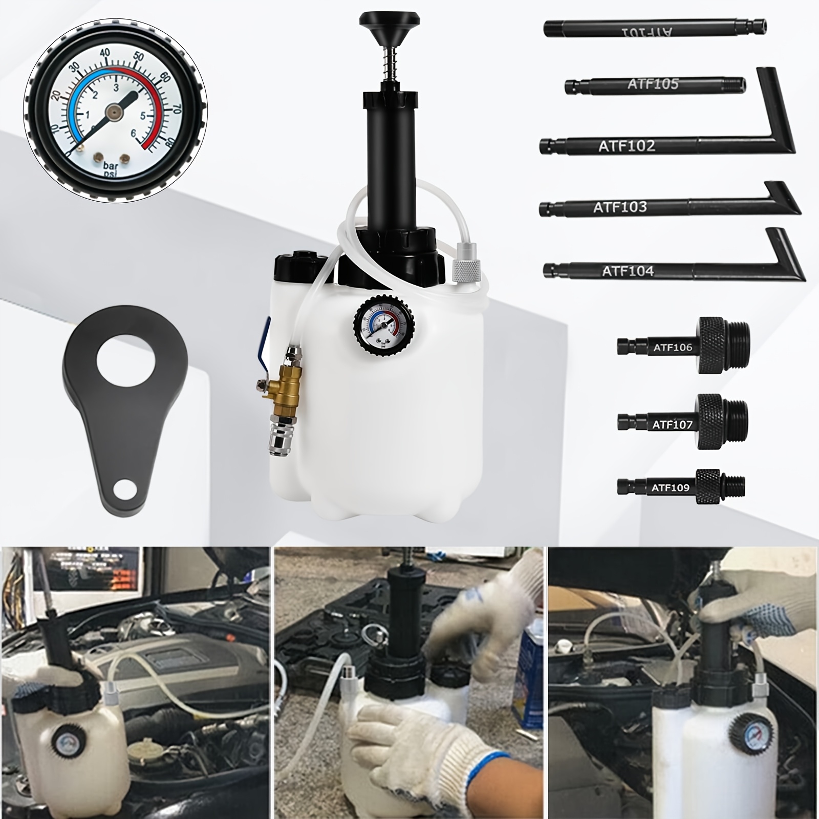 Transmission Fluid Pump (3l), Oil Filling System Fluid Transfer Pump Tool With 8 Aluminum Adapters Transmission Fluid Extractor