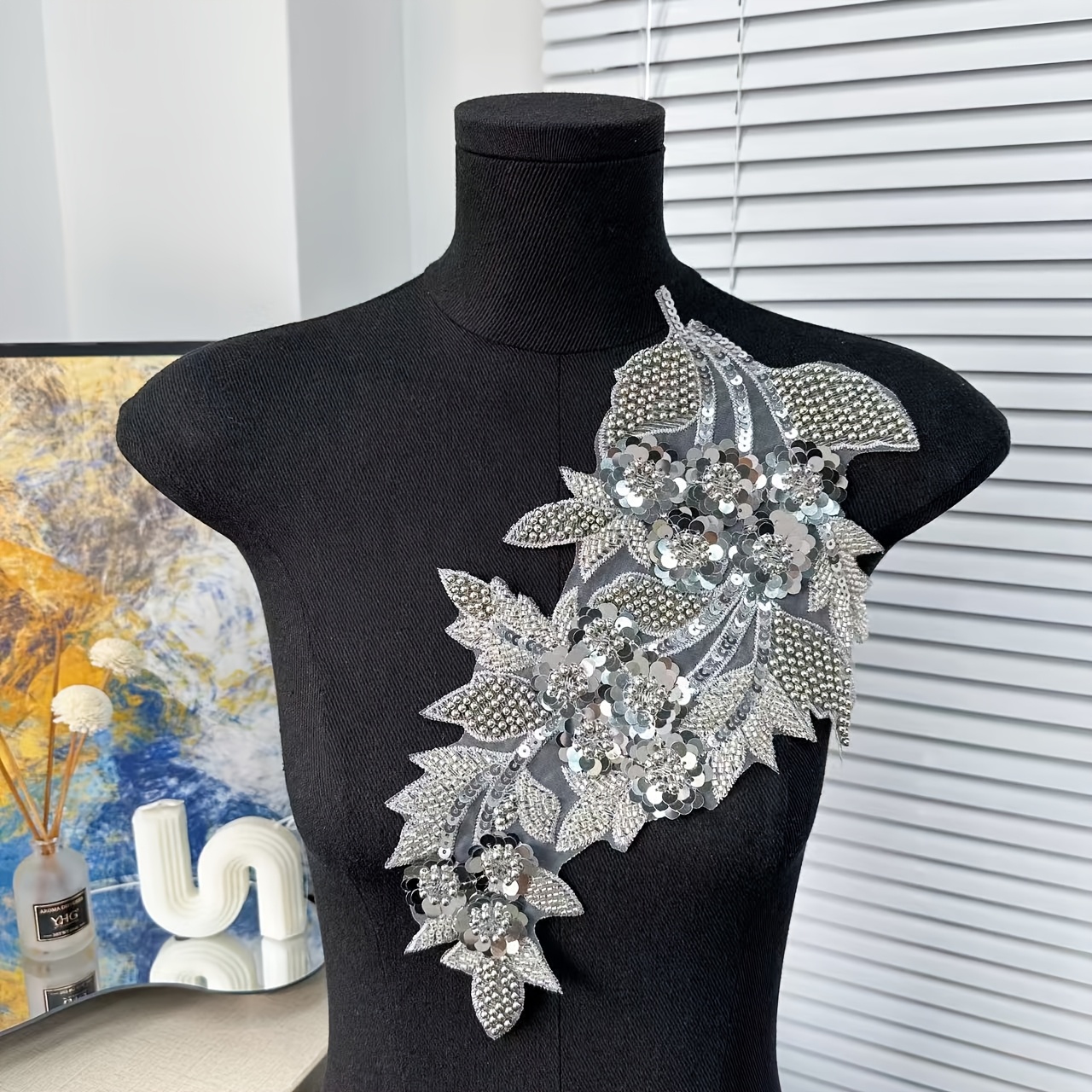 1pc floral applique embroidered lace trim mesh sew wedding - Temu United  Arab Emirates