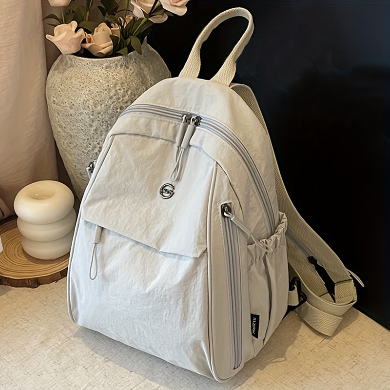 E-shop Neue Damenmode Einfarbig Vielseitiger Rucksack mit großem Fassungsvermögen, Multi-Zipper Multi-Fach Multi- Schultertasche, Geeignet für Arbeit,
