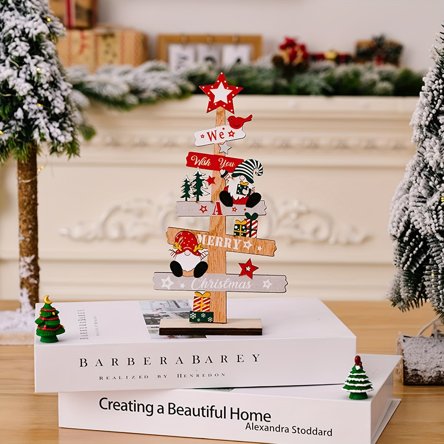 1pc christmas tree   wooden desktop ornament for office party layered tray we   you a merry christmas Product details 0