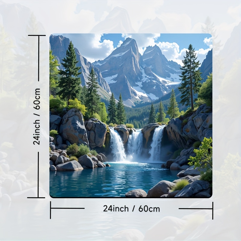 TEMU 1pc Tapis de Séchage pour Machine à Laver avec Motif Montagne & Housse Anti-Poussière - 100% Polyester, Impression Plate en 2D, Accessoire