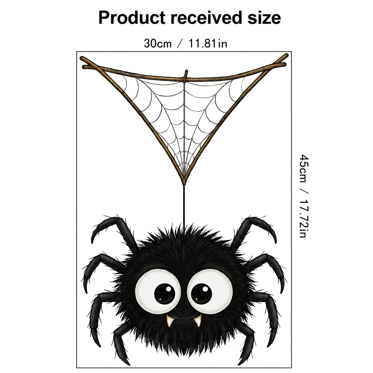 TEMU 2d Flat, 2d Flat Fluffy Fangs Branch Web Static Cling Window Stickers, Glue-free Removable No Residue Static Decals For Store Window Dark Spooky