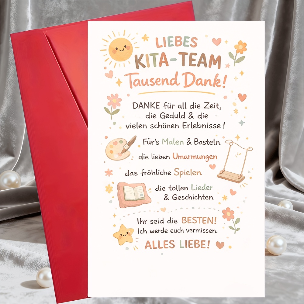 Image of 1 Greeting Card + 1 Envelopethank You Card For Daycare Team Appreciation Cute Pastel Design Gift From Parents End Of Farewell Teacher Staff Gratitude Note Blank Insidegreeting Card