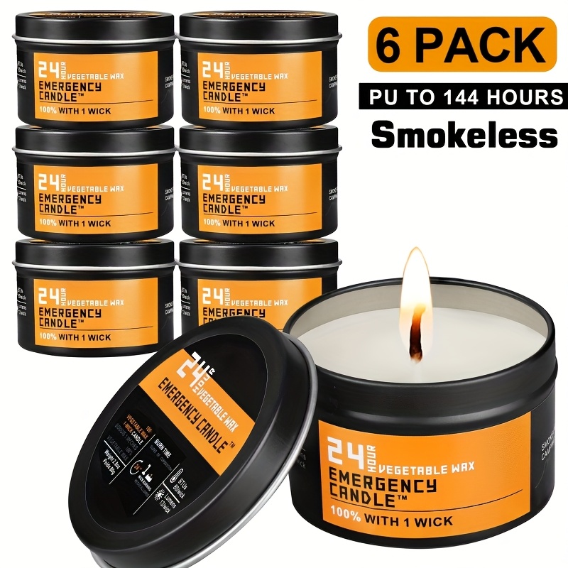 4/6 Emergency Candles Bulk 24-hour Long-burning Soy Candles Suitable For Power Outage Survival Camping Hunting Outdoor Activities