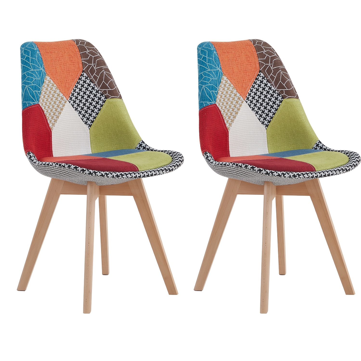 Image of Egoonm 2pcs/set Dining Room Chairs, Office Chairs Designer Chairs Kitchen Chairs With Wooden Linen, 150kg Capacity, For Dining Room, Kitchen, Living Room, Multicolour