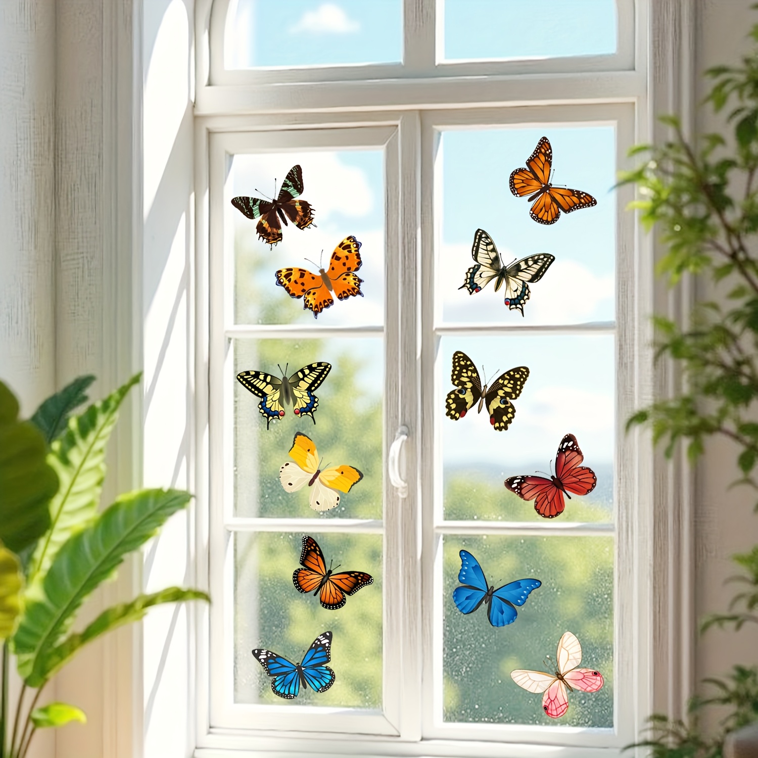 E-shop 2 Stück Mehrfarbige Schmetterling Fensteraufkleber - Doppelseitige Anti-Kollisions-Aufkleber zur Vermeidung von Vogelkratzern, Schmetterling