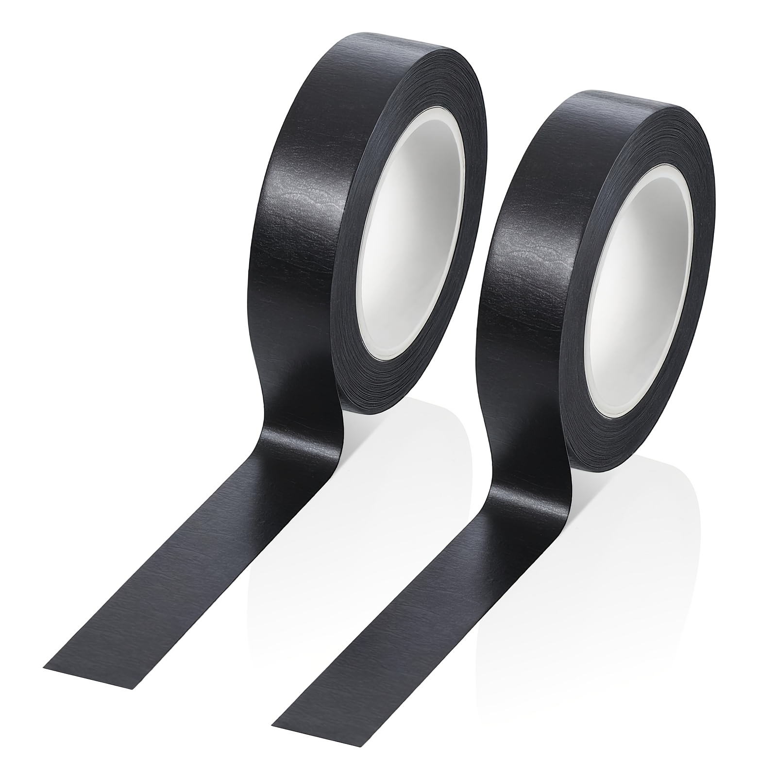 TEMU 2 Rolls Black Washi Tapes 0. X 14 Yards Self-adhesive Masking Edge Decorative Tapes Suitable For Assisting And Decorating Painting, Holiday Gift