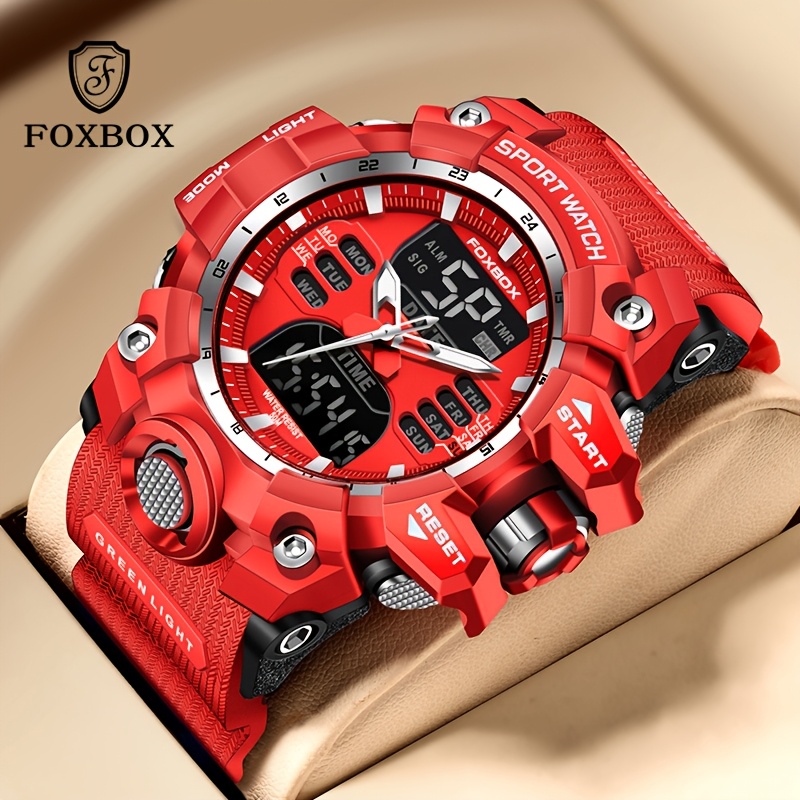 

Men's Digital , Led Waterproof Multifunctional Chronograph Quartz Wristwatch, Red, With Silicone Strap, Alloy Case, Battery Powered (button Cell), Electronic Movement, , Brand, Quartz