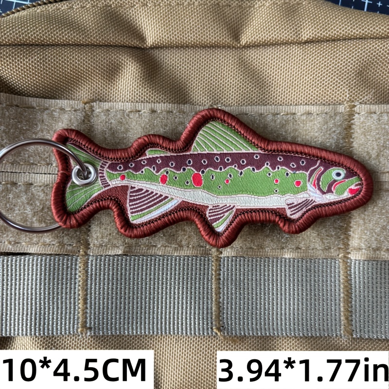 Trout Keychain, Keyring, Fun Woven Label Additions, Fish-themed Key Holder, Backpack Fish Fishing Ornament, Stylish Gifts For Men And Women