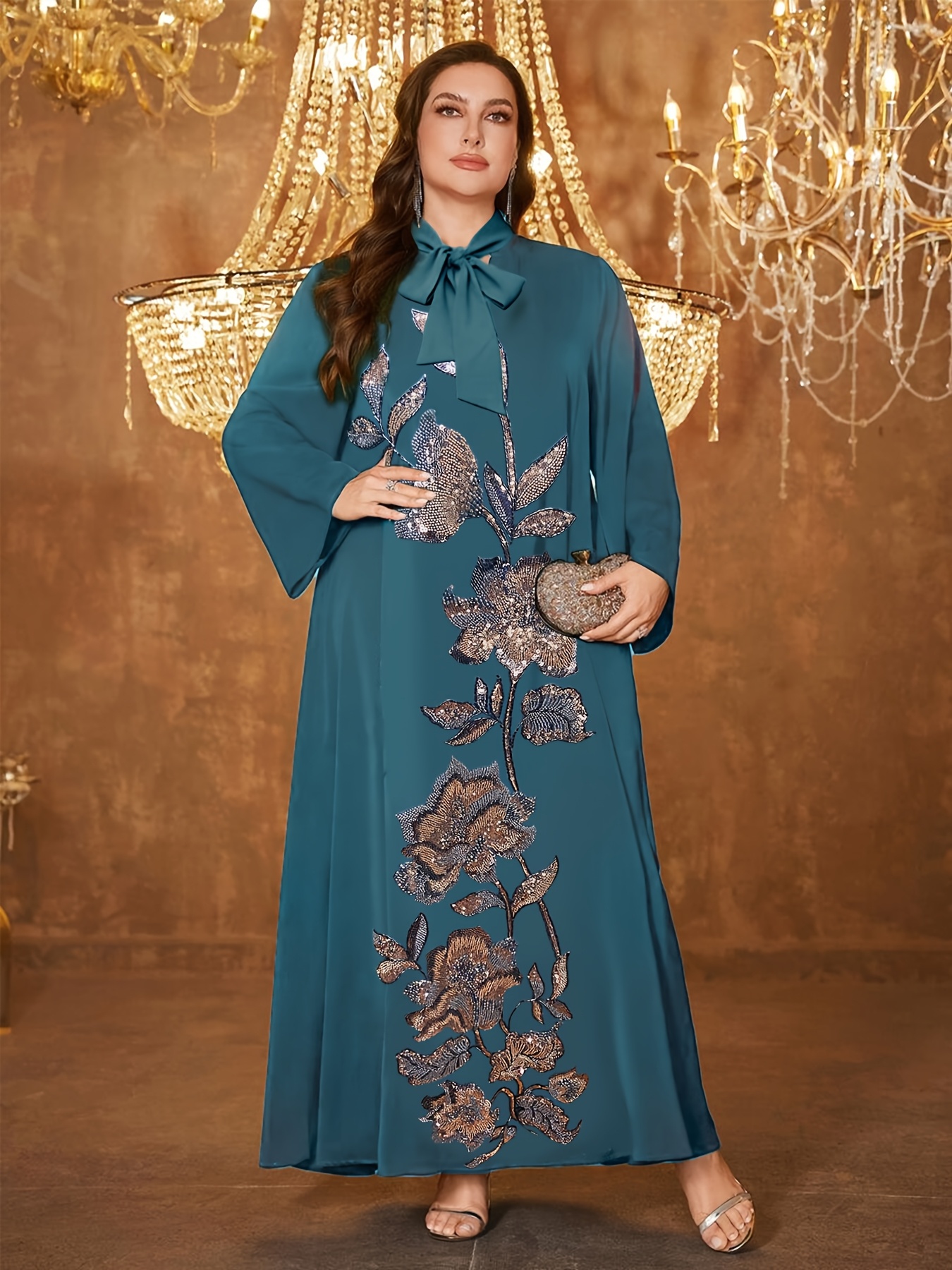 green emerald velvet dress Beaded Navy Blue Mother of the Bride Dress Extra Long Cape Sleeve Even –  Viniodress