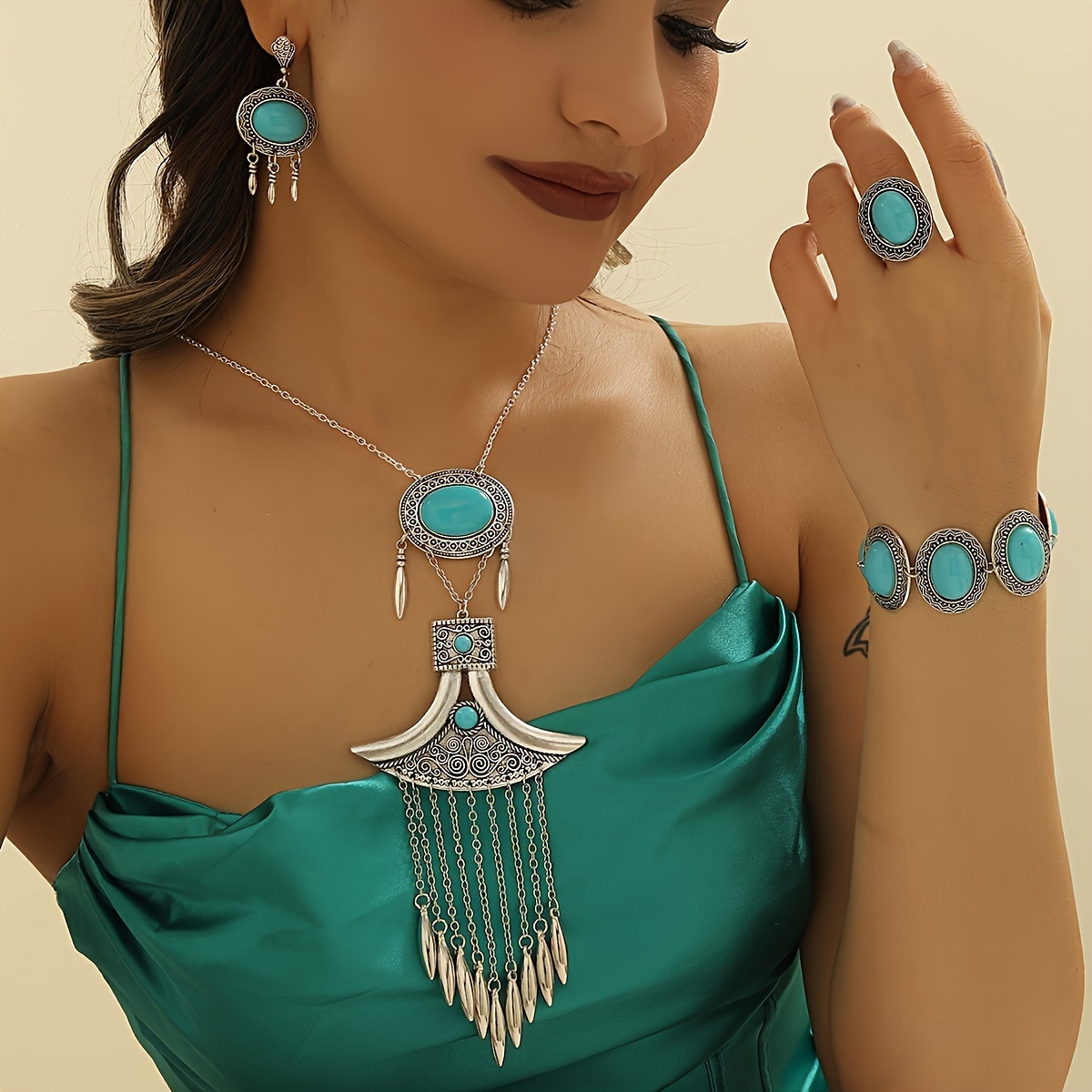 Exotic Red Tassel Jewelry Set for Weddings
