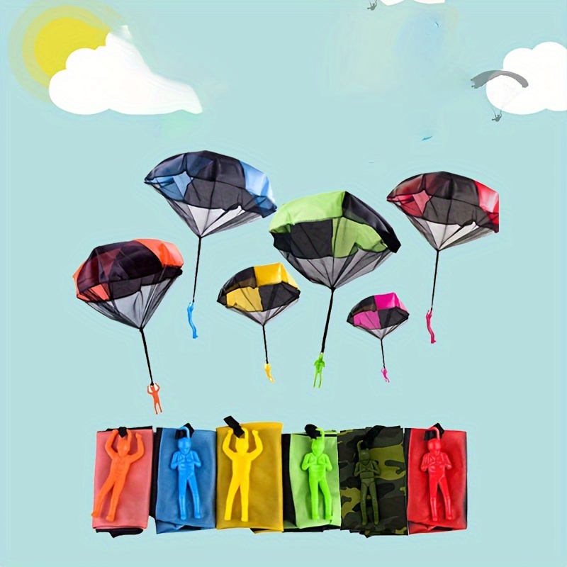Yitaocity Lot de 5 parachutes volants pour homme - Jouets pour homme - Jouet d'atterrissage sans batterie (vert kaki