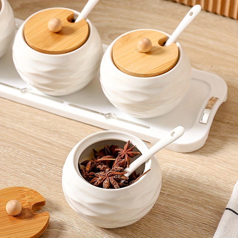 set ceramic spice jar set tray creative Temu United Arab Emirates