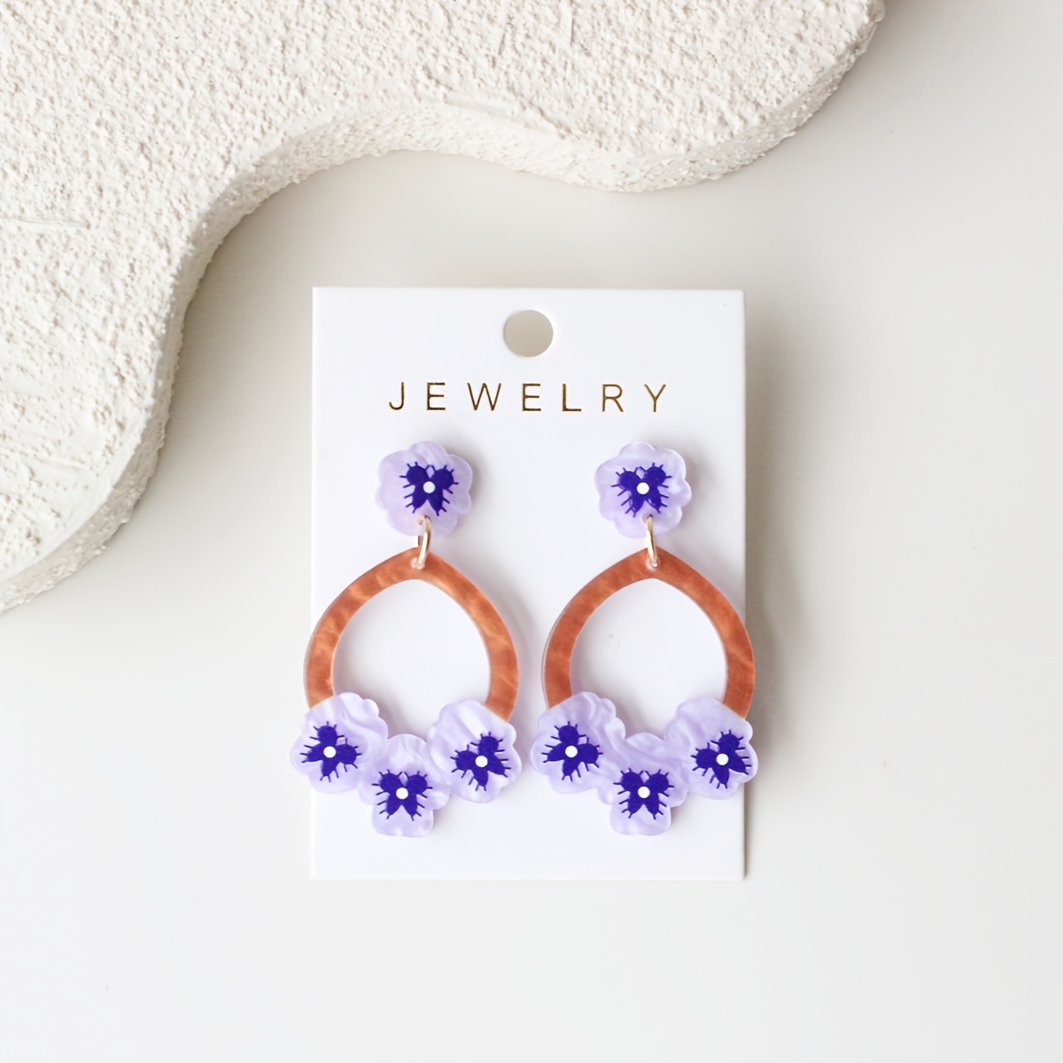 Women's Glossy Teardrop Purple Water Ripple Earrings