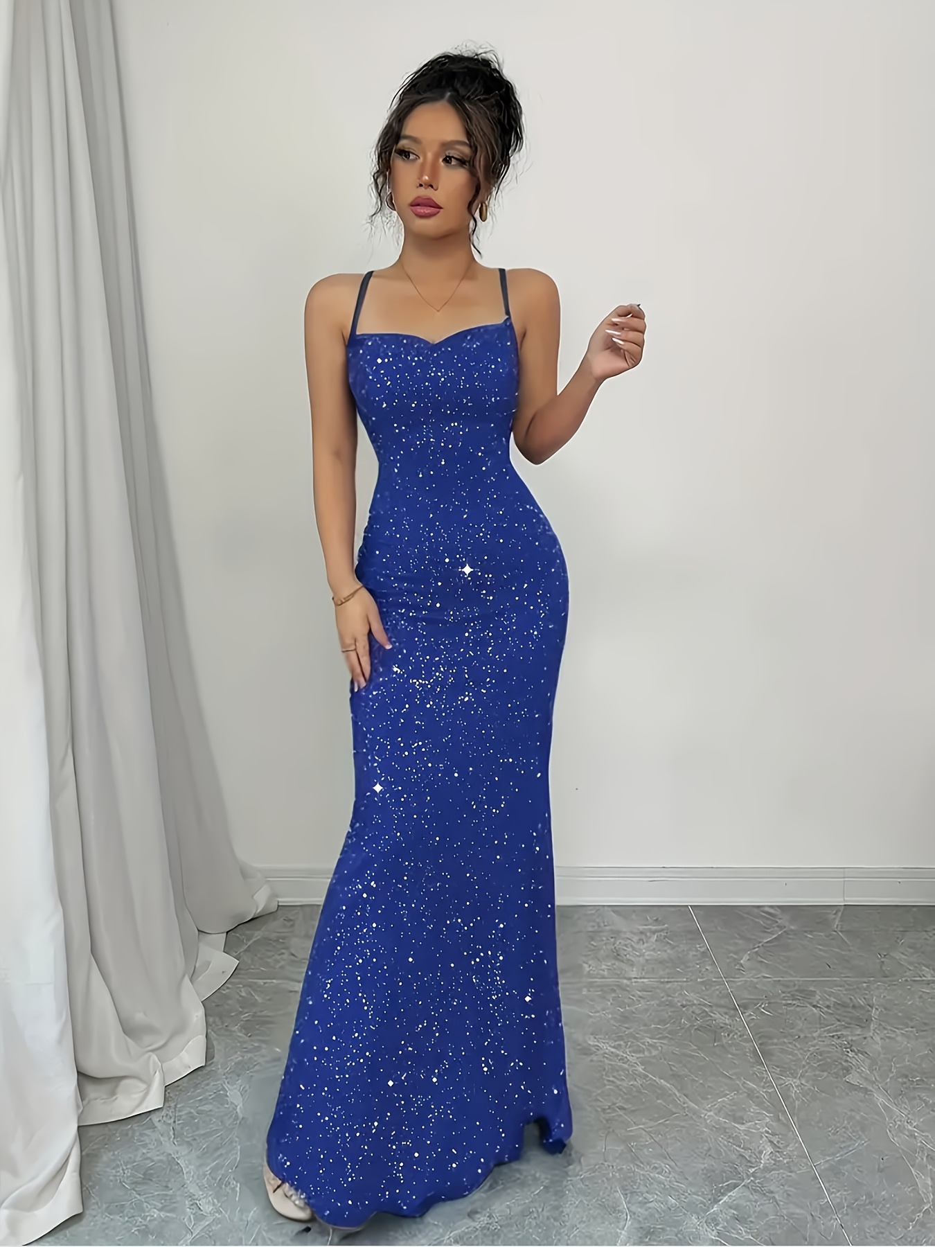 elegant solid sequin bridesmaid dress guest dress