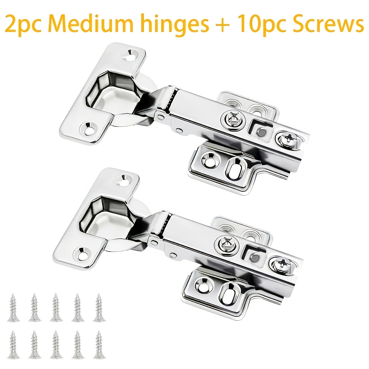 TEMU 12pcs European Cabinet Hinge Set And Screws (2 Hinges And 10 Screws): 105 Degree Frameless Concealed Cabinet Door Hinge Durable, Adjustable, And