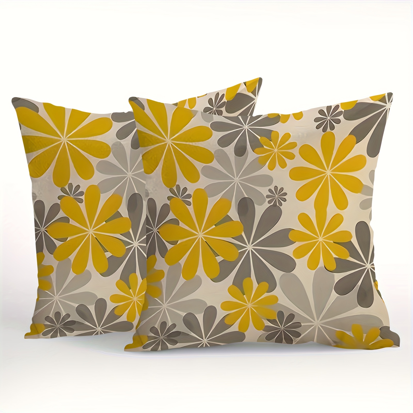 TEMU A Set Of 2 Outdoor Cushion Covers Featuring A Geometric Floral Pattern In A Bohemian Style, Made Of Polyester With Shape. Modern Decorative