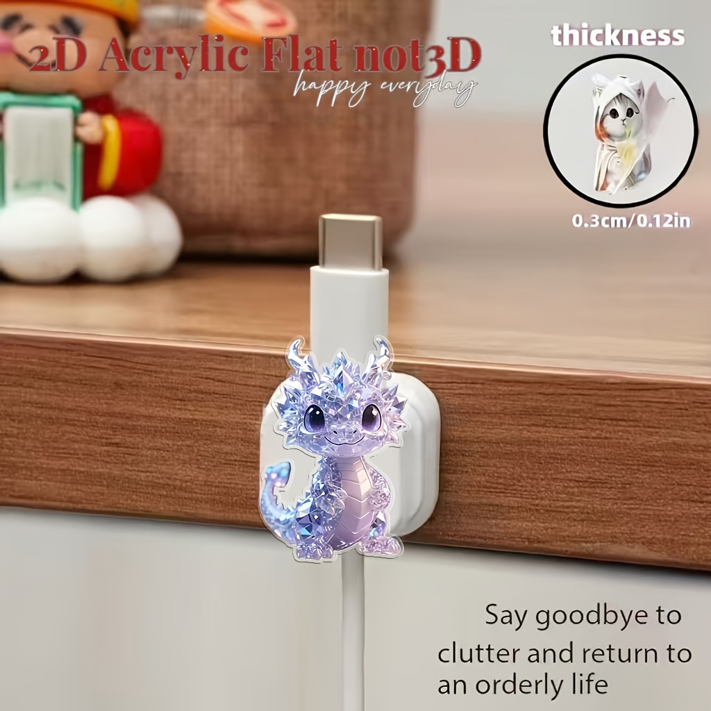 2-Pack Crystal Dragon Pattern Acrylic Cable Organizer
