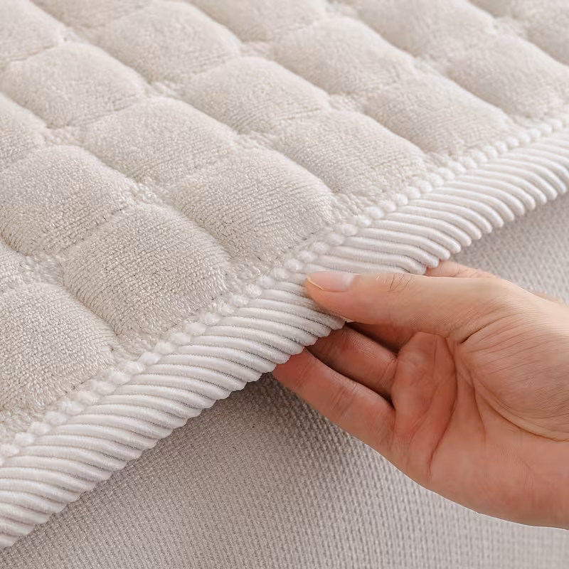 a 1pc thick quilted flannel sofa cover handcrafted in a modern minimalist style with a matching wide border design this plush non slip sofa cushion friendly and scratch resistant machine washable suitable for Product details 10