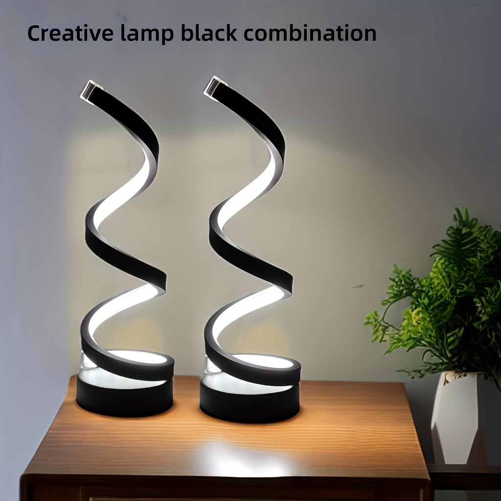 TEMU 2 Office Desk Lamps -3-channel Dimmable Touch Lamp Usb C Charging Port, Modern Minimalist Dimmable Spiral Desk Lamp, Including Led Bulbs, 1 ()