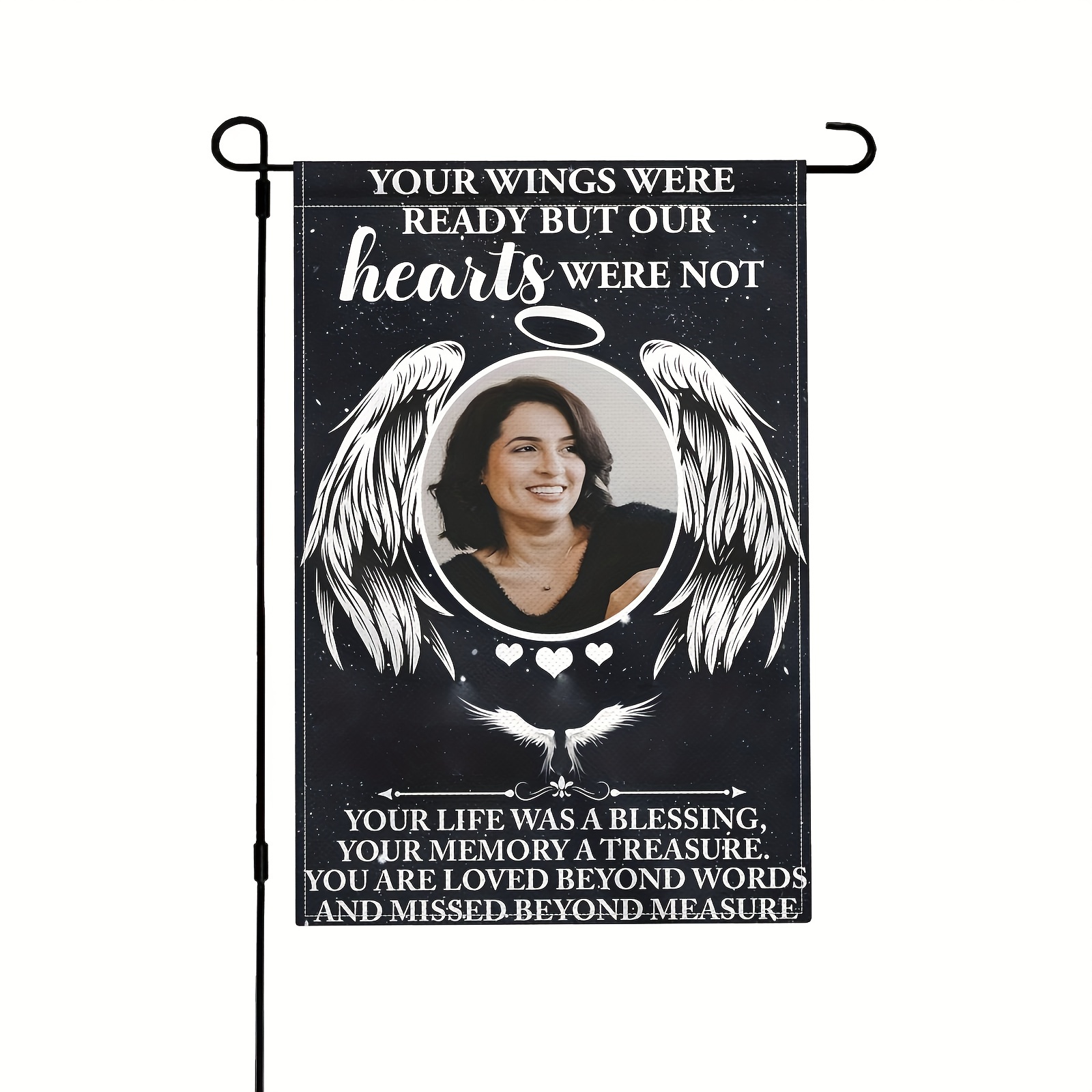 

Personalized Memorial Flag With Photo: Garden Flag For Love And Memory, 12x18 Inches, Double-sided, No-pole, Linen Material