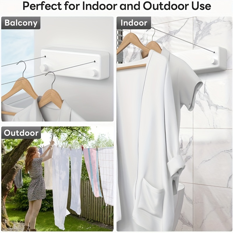 heavy duty retractable clothesline 165 35 stainless steel wire indoor outdoor use rust fade resistant ideal for towels quilts invisible rental balcony rope Product details 8