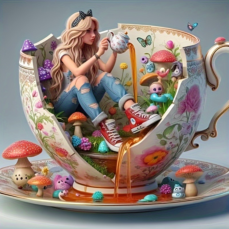 

Cartoon Fantasy Tea 5d Diamond Painting Kit | Diy Round Diamond Embroidery Canvas Art | Home Decor Craft 30x30cm - Full Drill Set