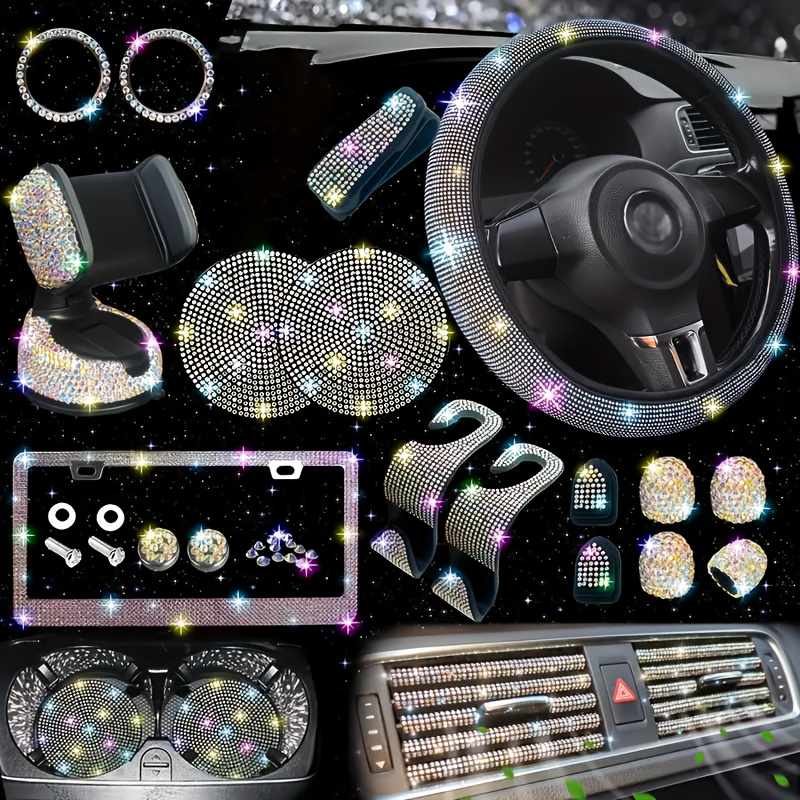26pcs of diamond-encrusted interior car accessories