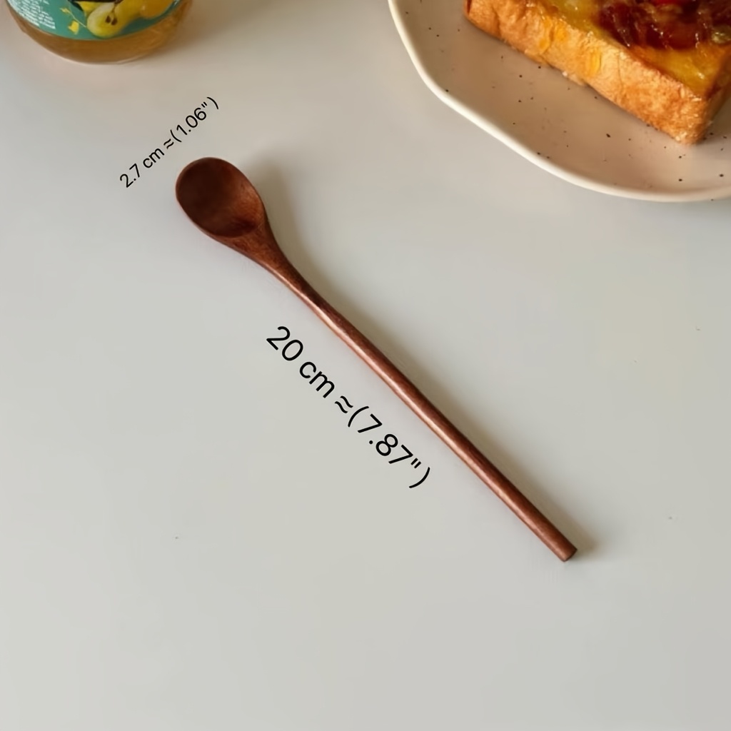 TEMU 5pcs Wooden Spoons Korean Style Stirring Cooking Long Cooking Spoon Long Handle Wooden Spoon For Eating Wooden Milk Pot Wooden Heat-resistant