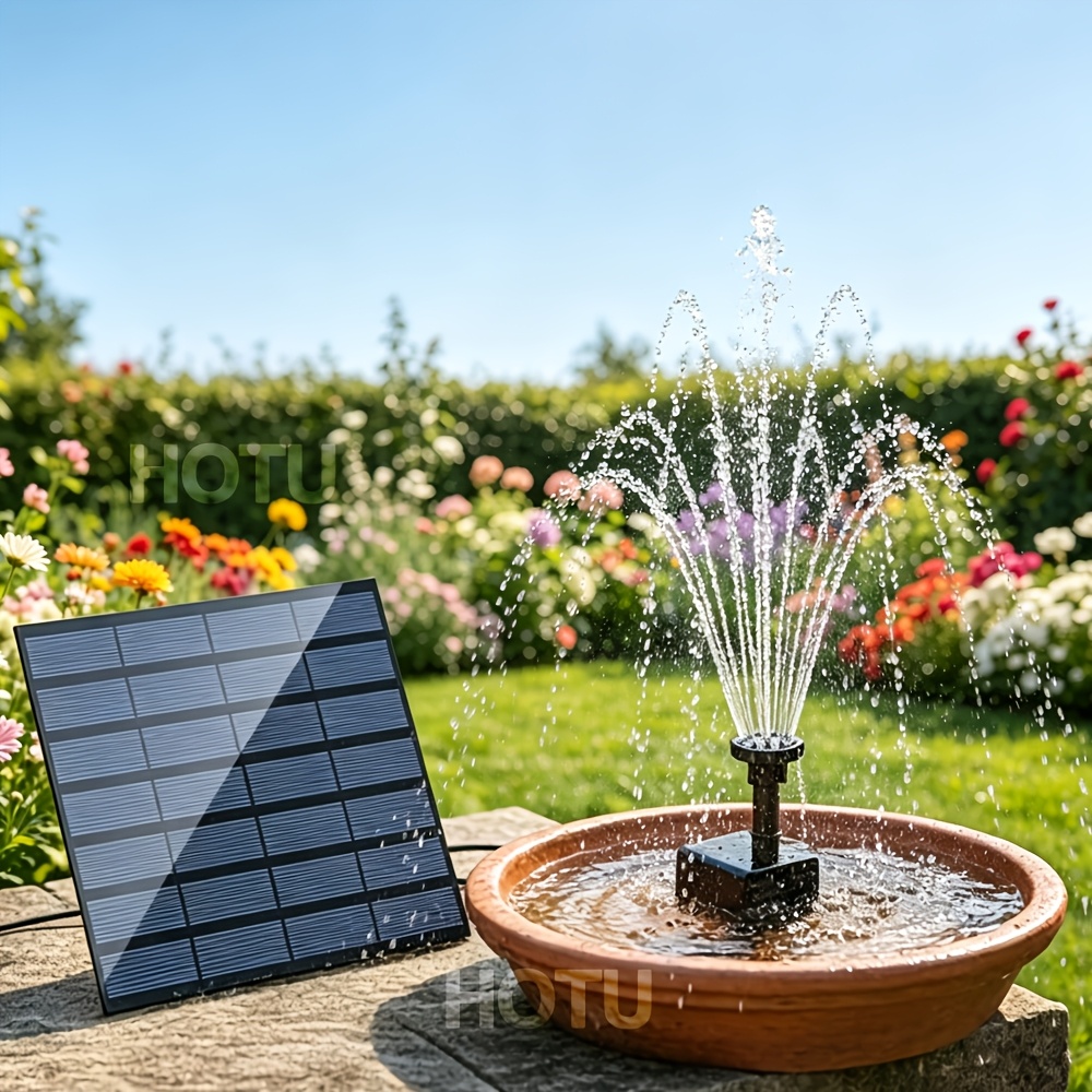Solar Fountain For Bird Bath – 3.5W Glass Panel, 2000mAh Battery, 3D Color Changing LED Light, 6 Nozzles, 200L/h Pump, Outdoor Garden Water Feature